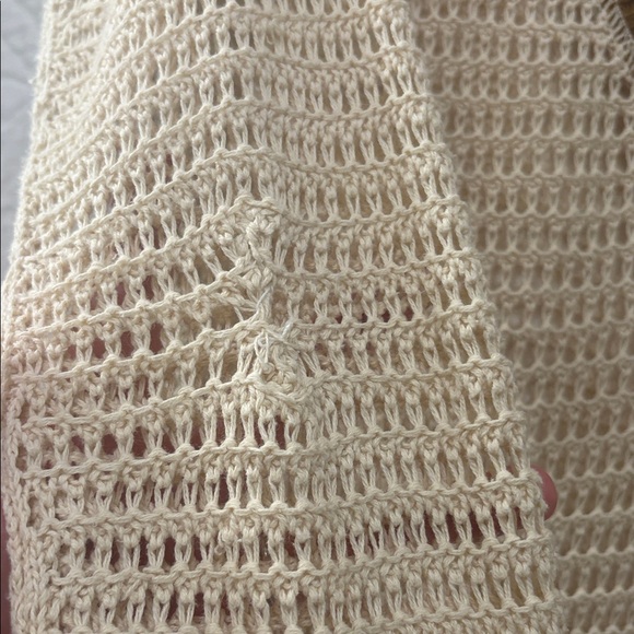 We The Free Cream V-Neck Sweater with Red and Pink Trim - Picture 3 of 4